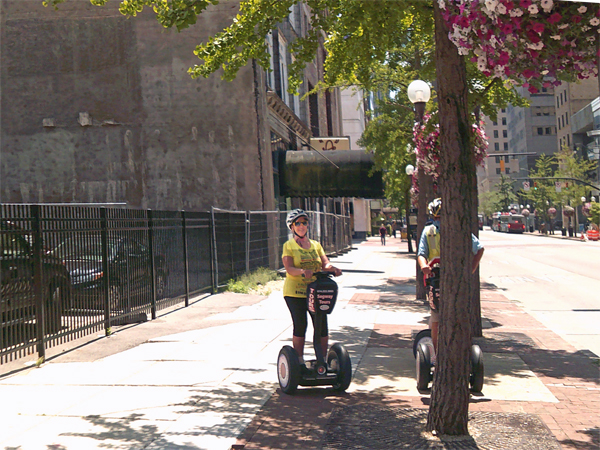 Karen Duquette on a Segway